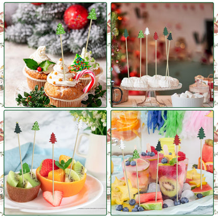 200Pcs Christmas Trees Cocktail Picks,Christmas Trees Shape Fruit Toothpick,Party Toothpicks for Appetizers Cocktail Decorations for Party Supplies