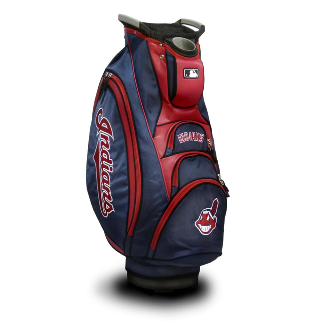 Team Golf MLB Cleveland USAns Victory Golf Cart Bag, 10-Way Top with Integrated Dual Handle & External Putter Well, Cooler Pocket, Padded Strap, Umbrella Holder & Removable Rain Hood