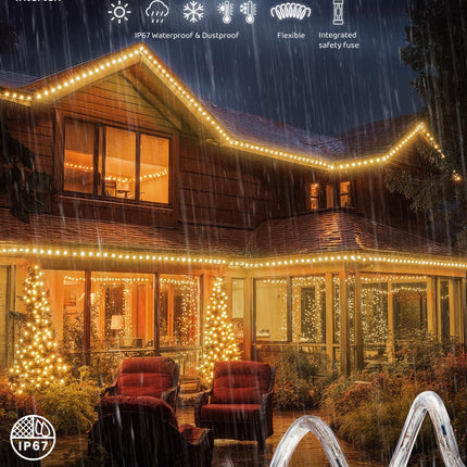 WYZworks 1656LEDs, 150ft LED Outside Rope Lights, Waterproof Permanent Outdoor ETL Connectable Clear Tube, Christmas Palm Tree Holiday Decorative Landscape Patio Accent Lighting - Warm White