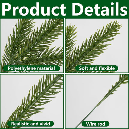 Alpurple 45 Packs Artificial Pine Needles Branches Garland- 10.2 x 2.5 Inch Green Plants Pine Needles, Fake Greenery Pine Picks for DIY Garland Wreath Christmas Embellishing and Home Garden Decoration