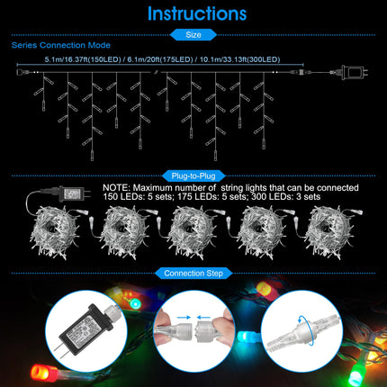 40+ Modes Smart Icicle Lights for Outside - 16.7Ft Connectable App Controlled Super Xtras 16 Million Color Changing Icicle Christmas Lights Outdoor Indoor Dimmable Timer Remote Waterproof