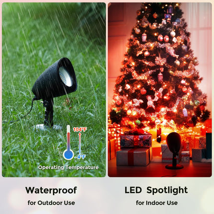 SURAIELEC Christmas Spotlight Outdoor, Remote Control LED Spot Lights, Indoor Plant Uplighting with Base, Landscape Light for Yard, Trees Decor, Red Green Yellow Warm Glow, Waterproof, 10FT Cord