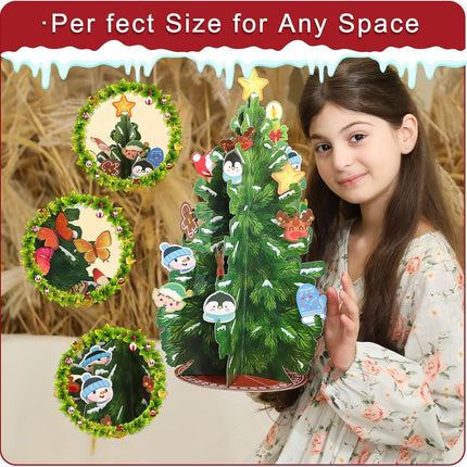 Pop Up DIY Folding Christmas Tree 19.7 Inch Fall Holiday Tree Home Decorations，with Butterfly，Christmas Decoration, Cards,Envelopes，for Christmas Indoor Outdoor Decoration (Butterfly)