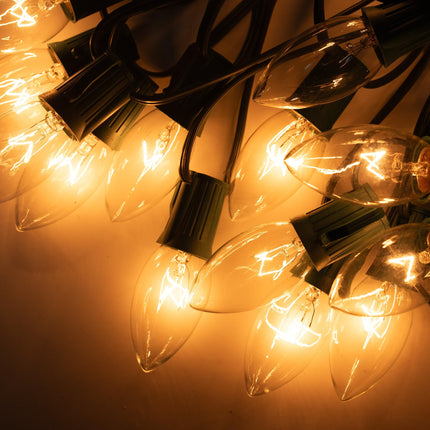 Dazzle Bright C9 Christmas Pathway Lights Outdoor, 30 FT 24 Bulbs Waterproof Walkway Lights with Stakes, Connectable Christmas Decorations for Outside Sidewalk Yard Decor, Warm White