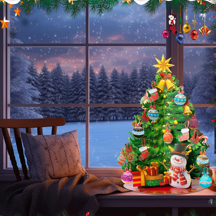 Airpark Pop Up Christmas Tree, Pre-Lit Foldable Paper Xmas Tree with Warm White Lights, Greeting Cards with Blank Note Cards and Envelope, 15 inch 3D Flower Bouquet Cards for Holiday Decorations