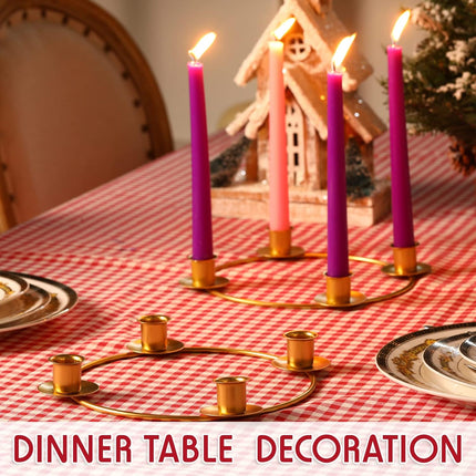 2 Pieces Advent Wreath Ring Advent Ring Candle Holder Christmas Advent Ring Wreath Table Decoration Taper Metal Candle Holder for Christmas Advent Home Decor (Round Shape)