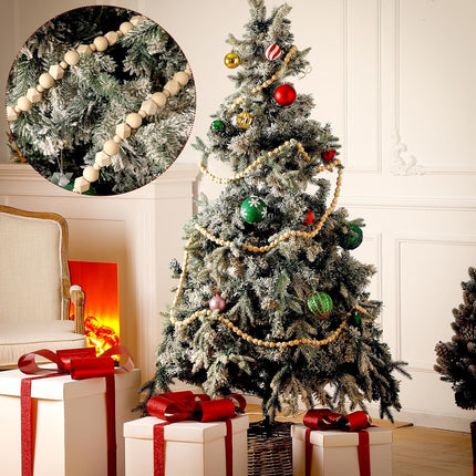 Jetec 12 Feet Christmas Wood Bead Garland Boho Garland Christmas Wooden Garland Christmas Rustic Beaded Garland Decorative Tree Decorations Farmhouse Country Home Decor for Xmas Tree Wall Ornaments