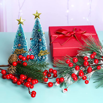 12 Pack Artificial Red Berry Stems Branches Christmas Berry Twig Stem Burgundy Berry Picks Holly Berries for Xmas Tree Wreath Home Decorations Floral Arrangements
