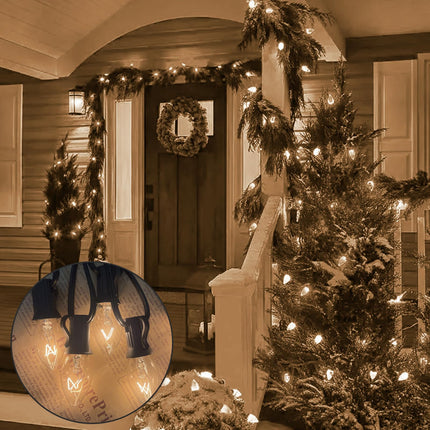 25 Pack Christmas Decor Replacement Bulbs Clear, 5 Watt C7 Light Bulbs, E12 Candelabra Base C7 Incandescent Bulb for Indoor/Outdoor Christmas String Lights