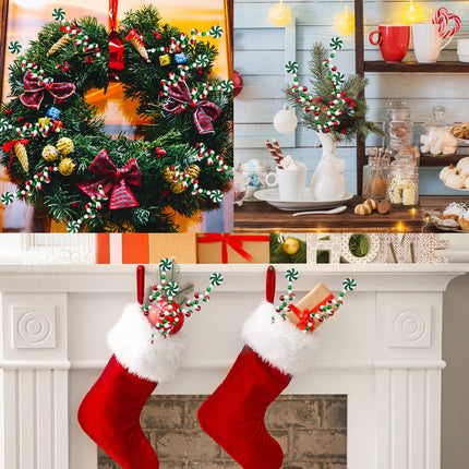 Huwena 36 Pcs 8.7 Inch Christmas Picks Bells Curly Pick Candy Lollipop Box Christmas Tree Picks for Christmas Tree Decorations Home Office Vase Ornaments Party (Red, White, Green,Lollipop)