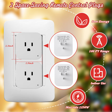 Meonum Christmas Magic Light Wand, 2 Wireless Remote Control Outlet for Christmas Tree Lights and Decoration Lights, Remote Magic Wand Switch Kit with Music for Friends/Kids/Party, 100 Feet Rf Range