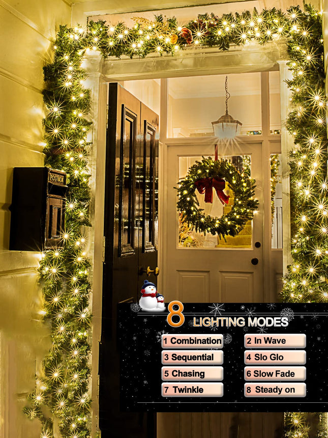 4 Pack Each 32.8ft 120 LED Battery Operated Christmas Tree Lights String Indoor Outdoor with Timer 8 Modes Dark Green Wire Light Xmas Patio Bedroom Garden Decorations (Warm White)