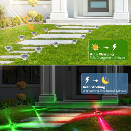 6 Pack Solar Christmas Decorations Lights, 2 in 1 Christmas Lights Outdoor Waterproof, Christmas Wall Decor with 10 Modes, Christmas Fence Lights for Outside Rail Porch Backyard Garden Patio Pathway