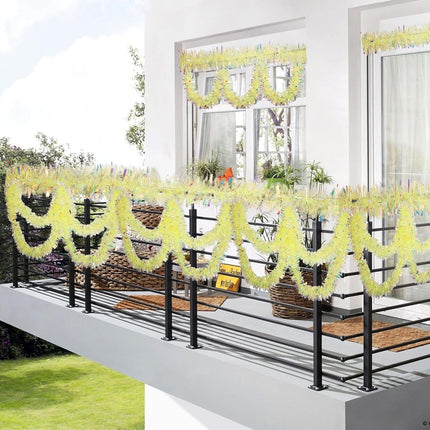 26.2 Ft Yellow Iridescent Garland, Metallic Tinsel Garland for Holiday Birthday Festival Party Decor, Hanging Sparkly Tinsel Garlands for Indoor Outdoor Home Decortions