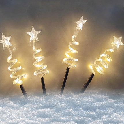 Outdoor Cone Christmas Tree Lights 14in Star Topped Artificial Lighting Christmas Trees Outside Decor for Xmas Holiday WarmWhite