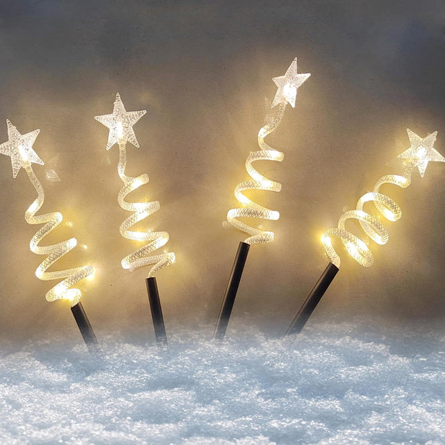 Outdoor Cone Christmas Tree Lights 14in Star Topped Artificial Lighting Christmas Trees Outside Decor for Xmas Holiday WarmWhite