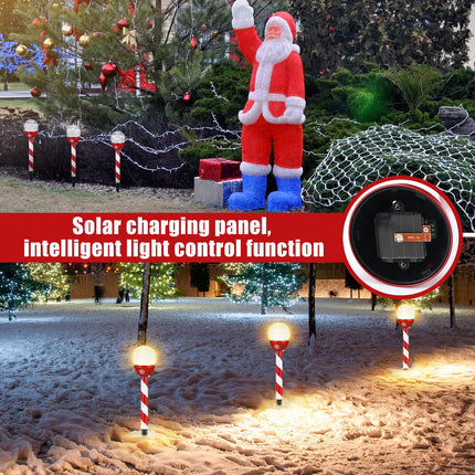 6 Pcs Christmas Solar Pathway Lights Outdoor Stainless Steel Solar Landscape Lights for Yard Patio Garden Outside Christmas Yard Stakes LED Lights Solar Christmas Decorations Outdoor
