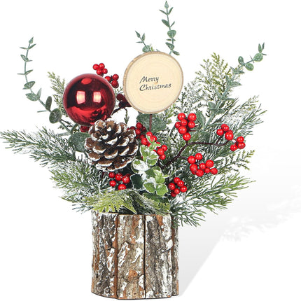 Christmas Table Decorations,13''Christmas Table Decor, Christmas Centerpieces for Tables with Small Christmas Potted Tree for Year