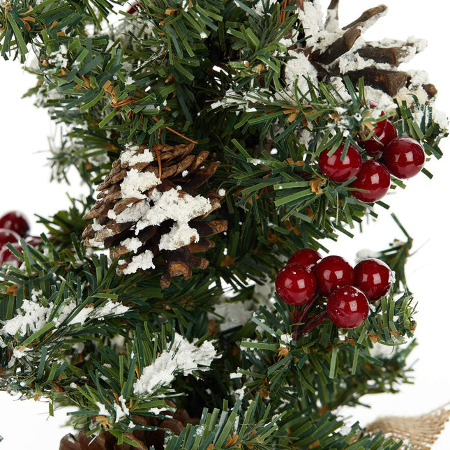 Christmas Tree with Flocking and Berries 12"
