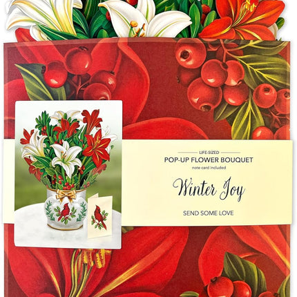 Freshcut Paper Pop Up Cards, Paper Flower Bouquet 3D Popup Greeting Cards with Note Card & Envelope, Birthday Card, Anniversary Card, Get Well s for Women, 12" Winter Joy
