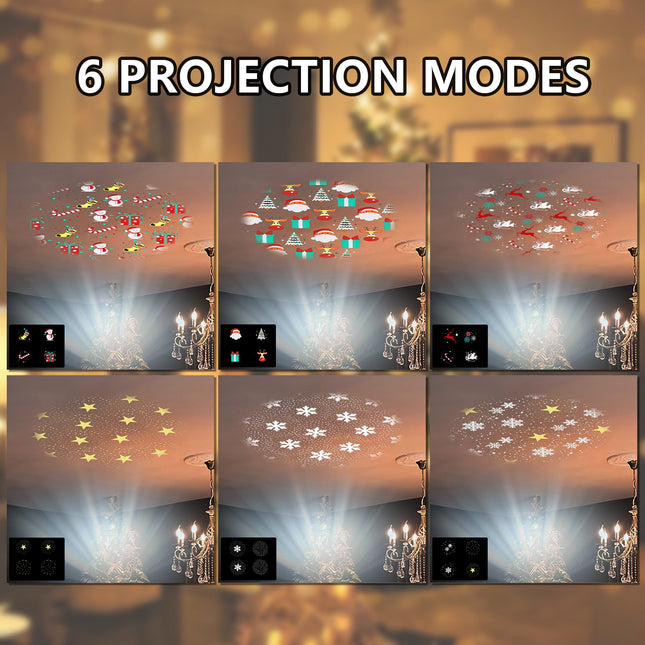 Christmas Star Tree Topper - Lighted with 6 Projection Modes Built-in Festive LED Rotating Lights Holiday Xmas Party Decoration for Christmas Trees(Gold)
