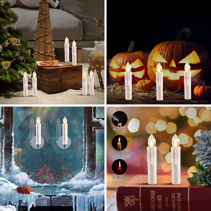 10 PCS LED Window Candles - Battery Operated Flameless Taper Candles with Remote Updated Timer Function - Christmas Candles Warm White - Perfect for Wedding/Party/Birthday Decoration