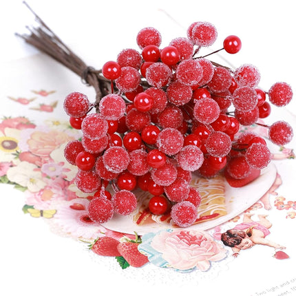 Frosted Red Berry Stems, 20 Pack 7.5“ Artificial Snowy Red Berry Picks Red Holly Berries for Christmas Tree Decor, DIY Wreaths, Crafts, Candle Rings, Garland, Wrapping