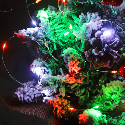 Christmas Lights Red White Green String Lights, 2 Pack 100LED Copper Lights Battery Operated Remote Control Fairy Lights for Xmas Tree, Party, Home, Indoor Outdoor Decor