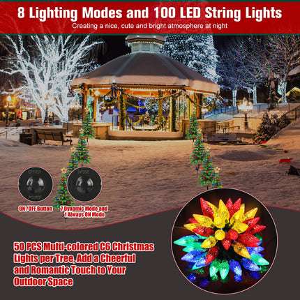 Solar Christmas Trees with Lights, 1200mA Solar Powered Waterproof 3.6FT Outside Xmas Tree Stake with 100 LEDs and 8 Modes for Unique Outdoor Yard Pathway Garden Grave Decorations (2 in 1)
