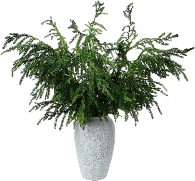 Zeyune 12 Pcs 36 Inch Christmas Norfolk Pine Branches Artificial Norfolk Pine Stem Realistic Greenery Norfolk Pine Sprigs Picks Faux Norfolk Pine Needle for Vase DIY Crafts Garland Wreath Home Decor
