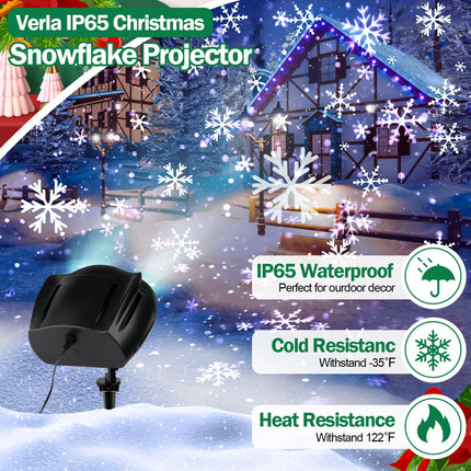 Verla Christmas Projector Lights Outdoor Snowflake Projector Lights with Remote Control, Christmas Decorations Snow Projector IP65 Waterproof Dynamic Snowfall Landscape Light for Holiday(Double Head)