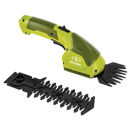 Sun Joe 24V-HT18-LTE 24V 2.0Ah 18-in Cordless Handheld Hedge Trimmer 5/8''& HJ604C 7.2-Volt 2-in-1 1250-RPM Cordless Grass Shear / Shrubber Handheld Trimmer