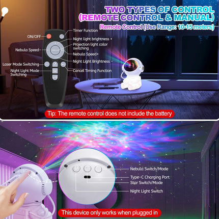 Astronaut Galaxy Projector, Star Projector Galaxy Night Light, Starry Nebula Ceiling LED Lamp with Moon Lamp and Timer, Kids Room Decor Aesthetic, for Christmas, Birthdays, Valentine's Day