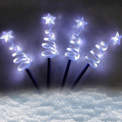 Outdoor Cone Christmas Tree Lights 14in Star Topped Artificial Lighting Christmas Trees Outside Decor for Xmas Holiday White