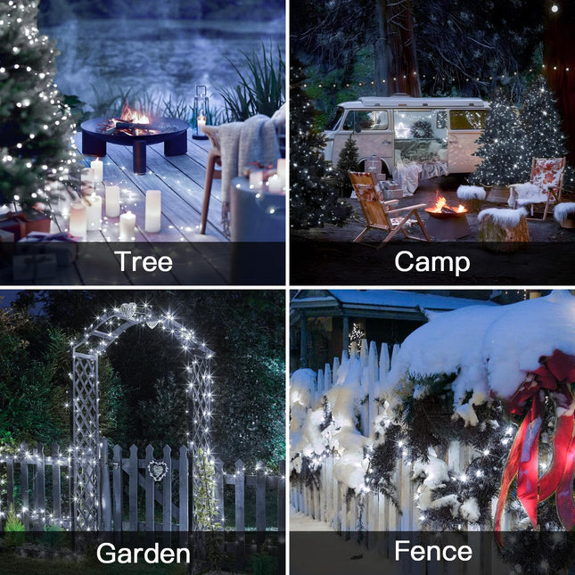 suddus Solar Fairy Lights Outdoor Waterproof, 2 Pack 33ft 100 LED Solar Twinkle Lights, White Solar Christmas Lights for Backyard Trees Patio Deck Garden Birthday Party Wedding Decorations