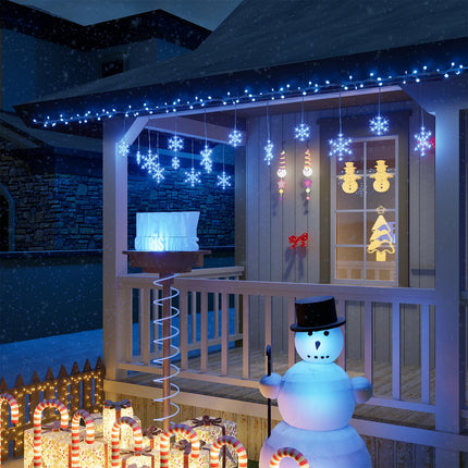 Christmas Snowflake String Lights 9FT 150 LEDs Icicle Lights with 10 Drops for Indoor Outdoor Decoration Waterproof Connectable Christmas Light for House, Garden, Patio, Yard, Wedding, Xmas