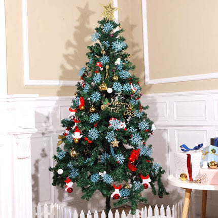 50 Pieces Plastic Snowflake Ornaments Glitter Snowflake Christmas Tree Hanging Decorations with 50 Pieces Hooks for Winter Wonderland Home Decor Xmas Party Favors Supplies