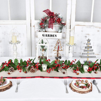 Artiflr Red Berry Christmas Garland, 6Foot Flexible Artificial Berry Garland for Indoor Outdoor Home Fireplace Decoration for Winter Christmas Holiday Year Decor
