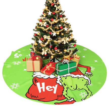 48in Christmas Tree Skirt for Merry Christmas Party Christmas Tree Decorations Green Monster and Dog with Sweet Cheeks Snowflake