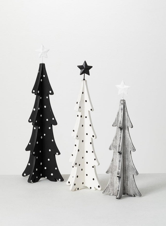 Sullivans Christmas Wooden Tree Set of 3, Christmas Decor, Farmhouse Christmas Decor, Christmas Room Decor, Farmhouse Christmas Decor, Mantle Decor, Multicolored, 18, 16.5, and 14.5 inches Tall