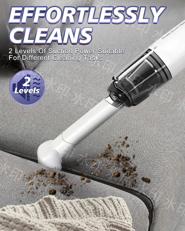 T7 Handheld Vacuum Cordless, Rechargeable Portable Car Vacuum Cleaner With High Suction, Small Vacuum Cleaner With 25 Mins Runtime, 2In1 Mini Vacuum For Car Home Office Pet, 2 Filters,White
