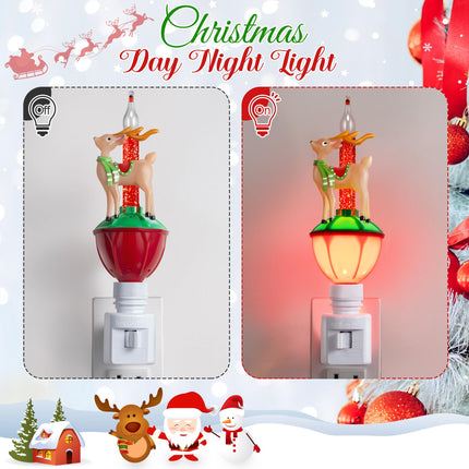 Meonum Christmas Bubble Night Lights Plug into Wall Reindeer Bubble Night Light Plug in 360 Degree Swivel Switch Christmas Bubble Light Night Lights Xmas Bubble Light Night Lights for Bedroom