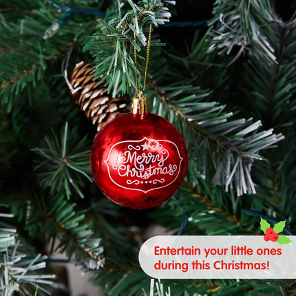 Joiedomi 36 Pcs Red Delicate Painting & Glittering Christmas Ball Ornaments Set, 2.3" Christmas Tree Hanging Decoration, Xmas Shatterproof Indoor Decoration for Tree Wreath Holidays Party Supplies