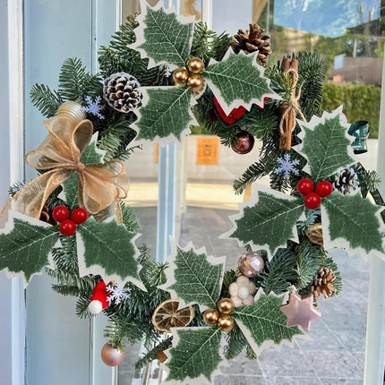 Lorigun 30 Pieces Artificial Holly Berries, Fake Berries with Green Leaves, Artificial Berry Flowers Decorations Christmas Crafts, Faux Golden Red Holly Berries Stems for Party Wreath Centerpiece