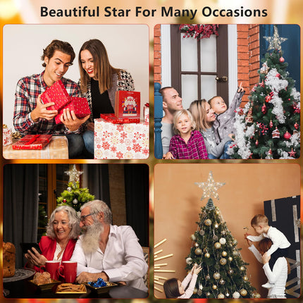 Christmas Star Tree Topper with 20 LED Lights, Battery Operated 9 Inch Metal Hollow Design, Easy-to-Install Christmas Tree Decorations for Holiday and Christmas Home Décor, Silver