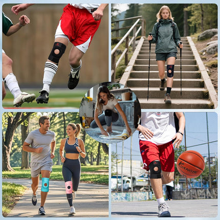 Kuangmi Knee Brace with Side Stabilizers & Patella Gel Pad,Adjustable Compression Knee Support with Arthritis Relief,Injury Recovery,Running,Weightlifting,Climbing(Black,2-Springs,S/M