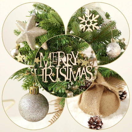 Mini Christmas Tree, Tabletop Small Christmas Tree Green Prelit Christmas Tree with Music Artificial Xmas Tree with Xmas Ornaments Christmas Decorations Indoor Outdoor for Home Party