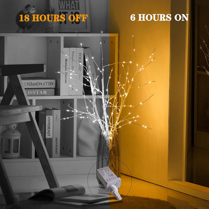 Lighted Birch Branches Pack of 3, 34IN 180 LED White Lighted Twig and Branches for Vases with Timer, Tree Branches for Decoration, Plug in, Vase Excluded