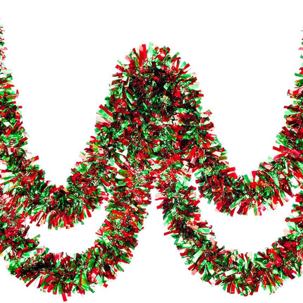 Christmas Tinsel Garland Metallic Christmas Tree Garland Shiny Party Tinsel Garland Hanging Decorations for Christmas Tree Decorations Wedding Birthday Party Supplies (26.2 ft,Red and Green)