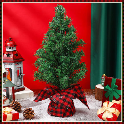 Ceenna 6 Pcs Artificial Christmas Tree Unlit Fake Christmas Tree Tabletop Decorative Xmas Fake Pine Tree Decor with Base for Table Decorations (15.75 Inch)